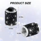 Car Wheel Tire Valve Caps, 4 PCS Bling Tire Valve Caps, Crystal Tire Caps Shinny Rhinestone for Women, Universal Car Dustproof Tire Valve Caps for Cars, Trucks, SUV and Motorcycles (Black)