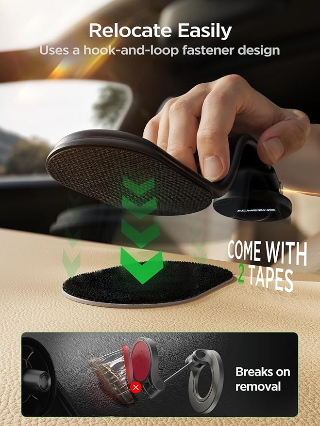 15W Only for iPhone MagSafe Car Mount Charger, 360% Adjustable Aluminum Alloy Arm, Relocatable Car Phone Holder, Magnetic Wireless Fast Charging, Cell Phone Holder for All Car Models, Black