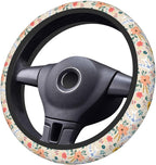 Retro Pigeon Flower Elastic Steering Wheel Cover Non-Slip Breathable Steering Wheel Protector Fit Auto, SUVs, Truck