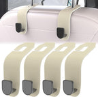 4 Pcs Seat Headrest Hook for Car, Seat Back Hanger Holder Hooks, Hanger Storage Organizer for Purse Bags Coat, Car Interior Accessories Leather Hidden Hook