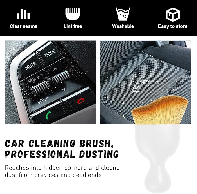 2 PCS Car Detailing Brush, Curved Soft Bristles Auto Removal Dust Collectors, Universal Vehicle Dashboard, Air Conditioner Vents etc Interior Cleaning Tool Accessories (White)