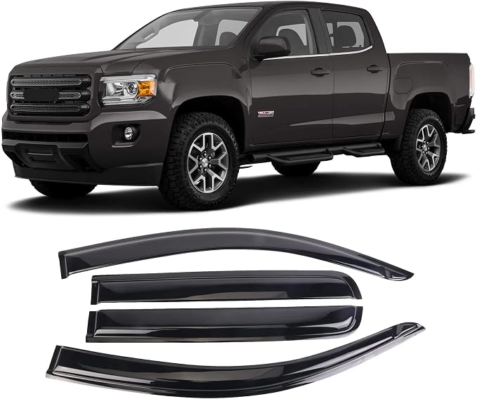 Window Visors Rain Guards Deflector 4 Piece Set for 2015-2022 Chevrolet Chevy Colorado & GMC Canyon Crew Cab 94995
