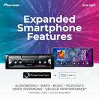 SPH-10BT 1-Din Smart Sync Receiver – Bluetooth, Smartphone Mount, Color Change, USB, FLAC, Voice Control, 50W x 4 Output, 13-Band EQ, AM/FM Radio, Front, Rear/SW Selectable RCA Preout