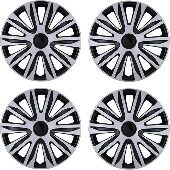 4-Pack 17 Inches Wheel Rim Cover Hubcaps,Redesign Fashion Style Replacement Hubcaps,Car Truck SUV Hub Accessories,Silver&Black
