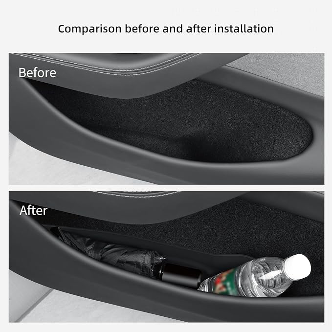 4P Door Side Storage Organizer for Tesla Model Y Juniper 2025 2026 | Standard/Premium/Performance, Front & Rear Door Slot Pocket Box, Insert Tray, TPE Model Y Juniper 2026 Accessories, Black