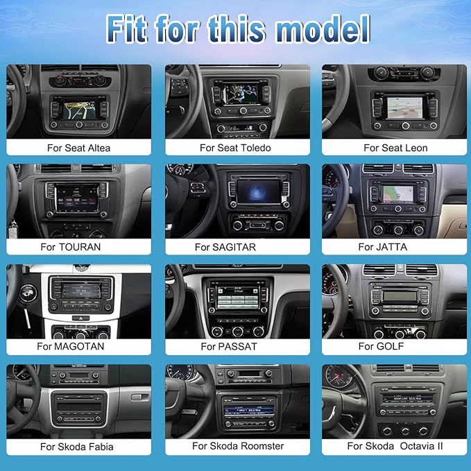 Android 14 Double Din Car Stereo Upgrade Radio for Passat Jetta Tiguan Beetle Golf MK6, 9" Touchscreen Carplay Android Auto GPS WiFi Bluetooth RDS DSP SWC Mirrorlink Mic Backup Camera