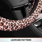 Leopard Steering Wheel Cover for Women, Cute Anti-Slip Microfiber Leather, Fits 14.5-15 Inch Steering Wheel 14.5-15 Inch - Black and Pink Cheetah