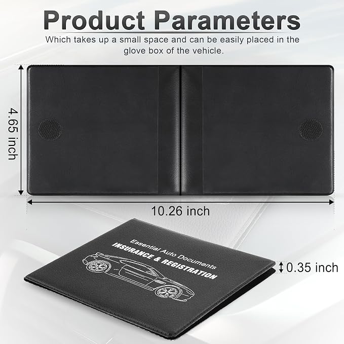 Car Registration and Insurance Card Holder, Vehicle Glove Box Car Organizer, Interior Car Accessories for Documents, Cards, License - 2 Pack