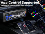 Car Radio Bluetooth Single DIN Car Stereo with Bluetooth,Car Audio with Push to Talk Button for Handsfree Calling,FM/ MP3/EQ/SD/AUX,Dual USB,iOS & Android App Control,7 LED Colors | No CD Player