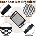 Front Seat Organizer, Car Seat Organizer, Double Layer Front Seats Versatile Elastic Organizers Net, Storage Mesh Nets for Seats, Universal Car Accessories for Most Vehicles