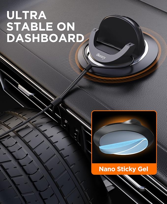 Dashboard Cell Phone Holder for Your Car, Car Phone Holder with 360°Rotatable Silicone Non-Slip, Universal Car Phone Mount for iPhone 17/16/15/14,Samsung, Google Pixel, All Smartphones and GPS