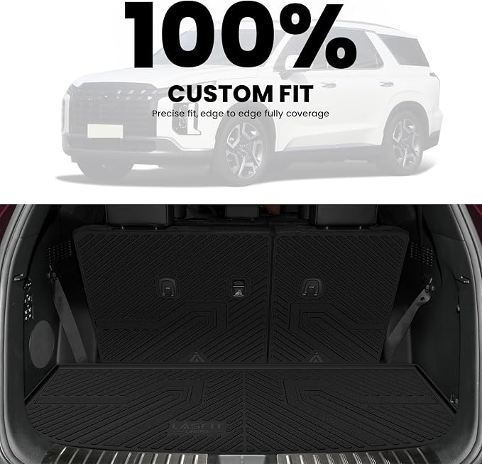 Cargo Trunk Mat & Backrest Mats for Hyundai Palisade 2025 2024 2023 2022 2021 2020 All Weather TPE Custom Fit Car Trunk Mats Cargo Liner & Seatback Mats Accessories, Black
