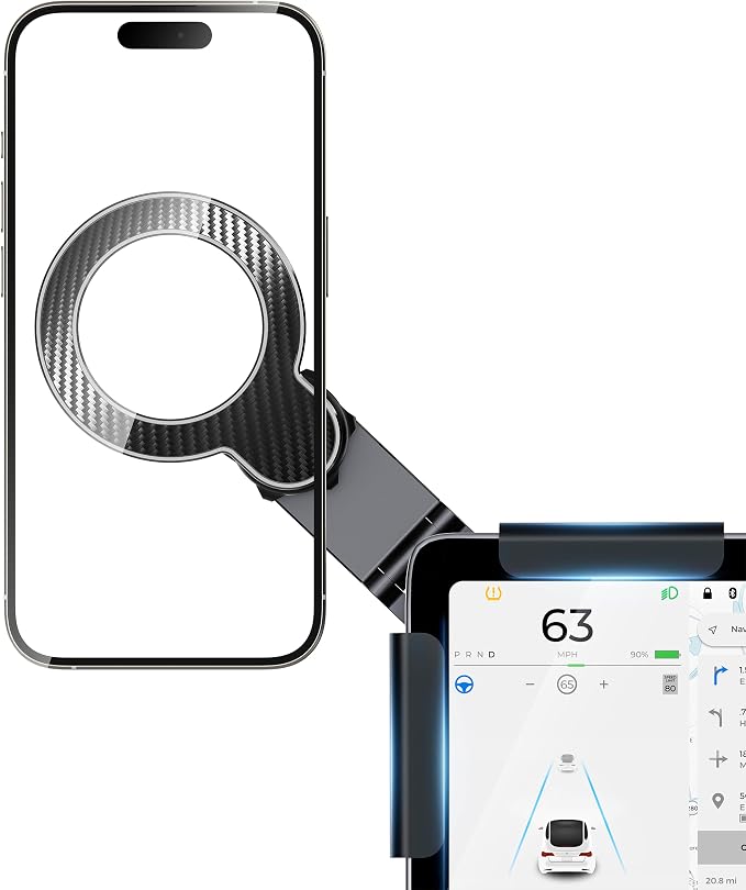 Car Phone Mount for Tesla, Strongest Magnetic [No Glue Required], 2025 Upgrade Phone Holder for Tesla Model 3/ Y/Cybertruck Accessories, Fits for All iPhone & Android Phones