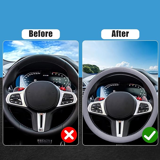 JDDRY Car Steering Wheel Cover,Silicone Steering Wheel Protector,Automotive Steering Wheel Protective Cover,Universal Fit(Gray,1PC)