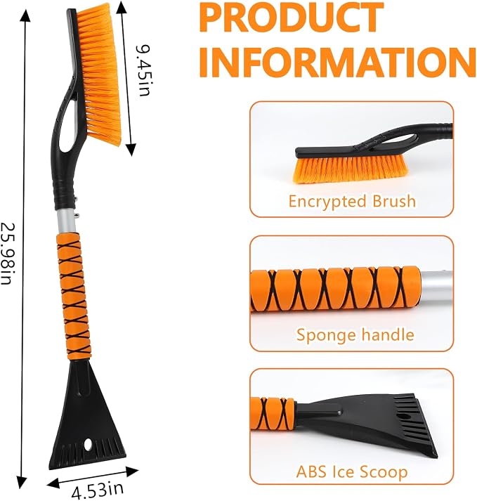 Snow Brush & Ice Scraper, 2 in 1 Car Ice Scrapers for Windshield Window, Detachable Ice Snow Removal Tool with Ergonomic Foam Grip for Car Truck SUV, Winter Car Accessories