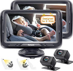 Baby Camera for Car 2 Pack - Dual HD 1080P Monitors with Night Vision, Adjustable Angles, Glare-Free Display, Easy Installation for Two Vehicles, Ideal for Road Trips