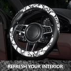 Snake Skin Steering Wheel Cover Leather 14.5-15 Inch, Reversible Car Steering Wheel Cover for Women Men, Anti-Slip Design, Universal Fit for Cars, SUVs, Black&White