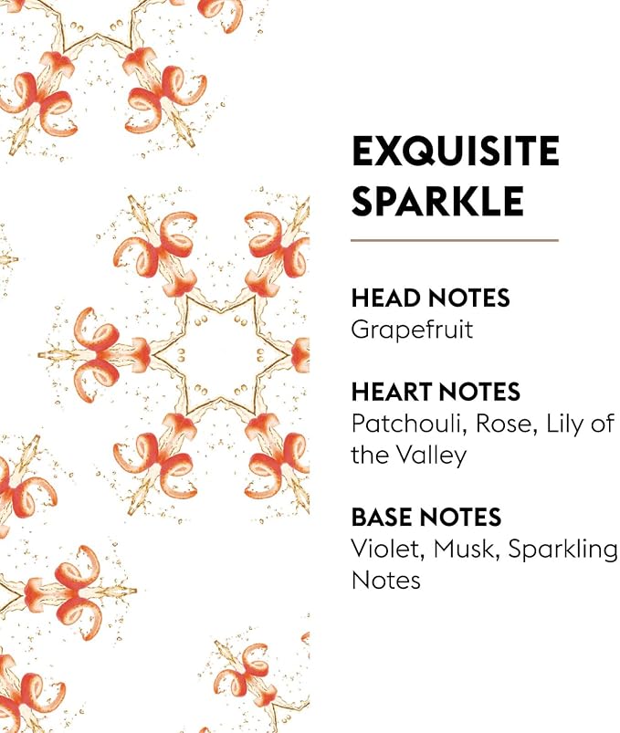 Car Diffuser Refill Set, Exquisite Sparkle | Grapefruit Rose Musk Notes, 2 Ceramic Inserts, Fits Vent Clips, 4-Week Diffusion, Made in France