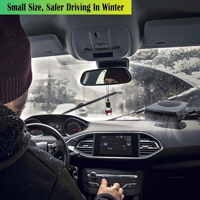 Car Heater,12V 200W Portable Car Heater for Vehicle Portable Heater for Car Windshield Defogger and Defroster Plug into Cigarette Lighter for Car RV SUV