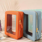 Toiletry bag waterproof cosmetic organizer with with handle large opening for travelling car organizers (Orange)