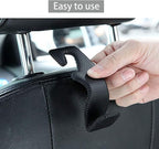 Car Hooks for Purses and Bags, Car Back Seat Headrest Hanger Vehicle Red Superior Leather Storage Hook, Pack of 2