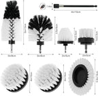8 Pcs Drill Brush Attachment Set, Power Cleaning Scrub Brush Kit with Extend Long Attachment, All Purpose Drill Scrub Brushes for Car, Grout, Floor, Tub, Bathroom and Kitchen (White)
