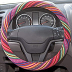 Colorful Woven Boho Bohemian Hippie Style Steering Wheel Cover for Women - Fits Most Standard Wheel Sizes 14.5-15 inch Colorful Patterns