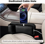 Universal Fit Car Seat Gap Filler Organizer | Extra Storage Organizer with Cup Holder | Easy Access | Premium Leather | Black | 2 Pack