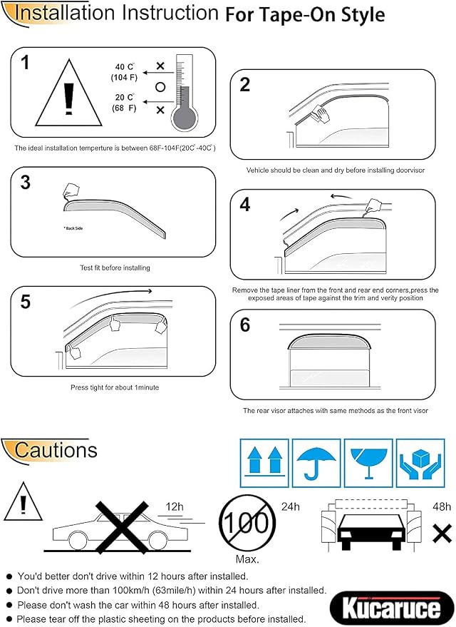 Side Window Visor Wind Vent Deflector,2pcs Front Door Out-Channel Tape On Shade Rain Guards fit for 1994-2004 Chevrolet S10/Sonoma,1995-2005 S10 Blazer/S15 Jimmy,1996-2000 Isuzu Hombre 92127