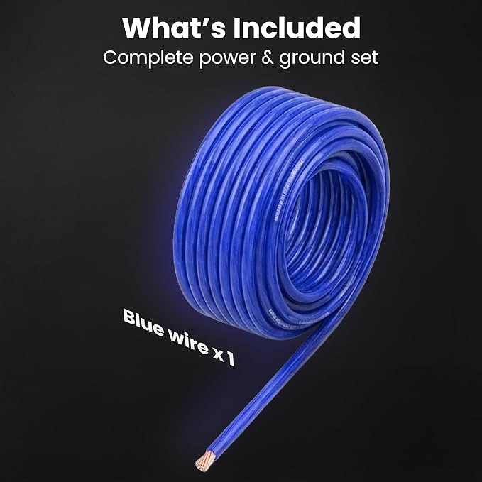 4 Gauge Wire 25 ft Blue, 4 AWG Battery Cable CCA, Copper-Clad Aluminum Power Ground Wire for Car Audio Amp, Automotive, RV