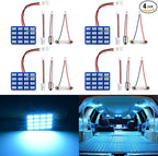 Car Interior LED Lights Accessories with 194 168 T10 / BA9S / DE3175 6418 211-2 578 Festoon Adapters, 48-SMD Panel Lamps for Dome Map Door Trunk Courtesy License Plate Lights (Ice Blue)