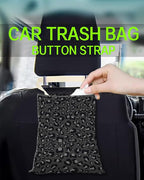 Car Trash Can, Durable Hanging Car Trash Garbage Bag, Cute Automotive Garbage Cans Organizer, Black Leopard Skin