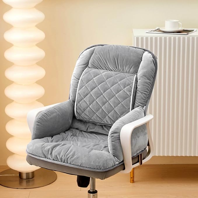 Office Heated Seat Cushion for Desk Chair,Upgraded Lumbar Support Seat for Cushions for Dorm Desk Chair with Back, USB Interface, 3-Speed Temperature Control (Grey)