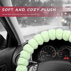 Sun Walker Fluffy Car Steering Wheel Cover, Soft Plush Anti-Slip Steering Wheel Protector for Warm Winter, Fuzzy Comfortable Wheel Cover Auto Interior Accessories for Women Girl (Green)