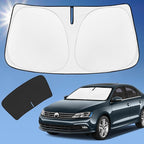 Sun Shade Sunshade for VW Jetta 2011-2018 Windshield Cover, 4-Layer Front Window Shade Custom fit Volkswagen Jetta Sun Visor 240T Retractable Shade Shield Blocks UV Rays Cooler Car Accessories