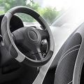 Steering Wheel Cover for 14.5" to 15" Wheels, Soft Padded Grip with Anti-Slip Inner Lining, Breathable Comfort for Daily Driving, Easy Stretch Fit for Cars, SUVs and Trucks, Black/Gray