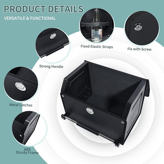 Car Trunk Organizer, Leather Trunk Organizer with Lid and Push-pull Handle Car Storage Box for SUV, Minivan, Sedan (Black, 16.9 x 11.4 x 12.2in)