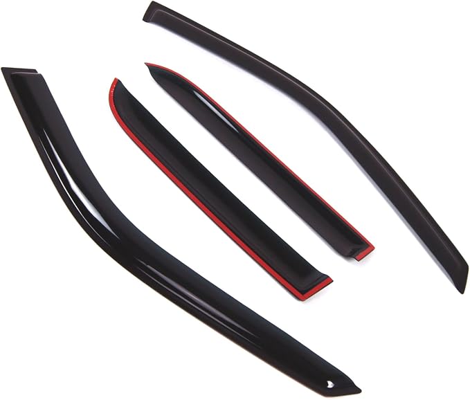 Outside Mount Window Vent Visors Rain Guards Compatible with Honda CR-V 2002-2006 | Side Window Wind Deflectors Rain Shields | Black Tinted, 4 Pcs Set, BGWV-229