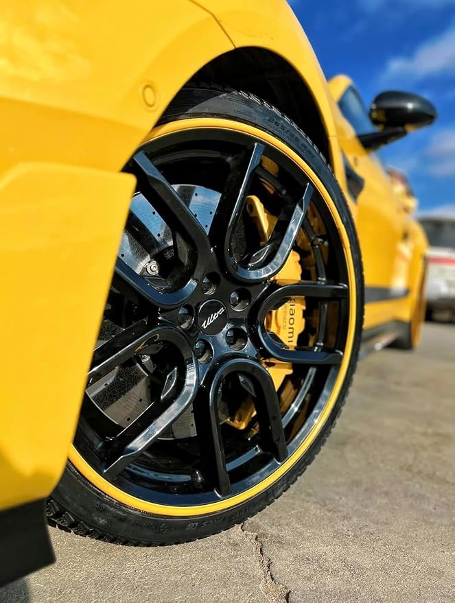 AlloyGator Yellow Rim Protector for Car Wheels (Fits 12-24" Wheel Diameter) - Pack of 4 Premium Alloy Wheel Protector to Avoid Scratches & Scuffs - Adhesive Free Curb Rash Rim Protectors