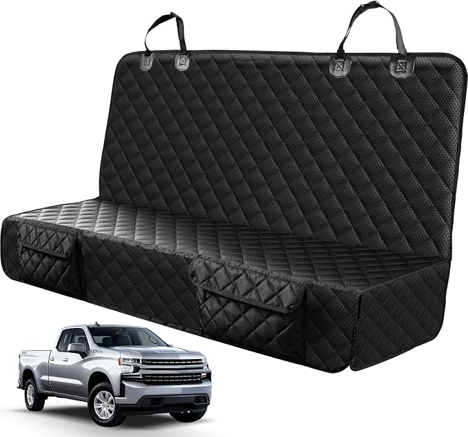 Dog Car Seat Covers for Truck Ford F150/Chevrolet Silverado 1500/Ram 1500/GMC Sierra 1500, Waterproof Pet Back Seat Cover for Trucks, Scratchproof Nonslip Durable Rear Seat Cover for Dogs