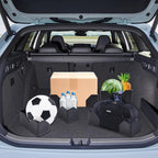 4PCS Car Trunk Organizer Blocks with Hook and Loop Fastener, Automotive Tidy Storage Organisation Accessories for Truck, SUV, Sedan, Available to Wool Carpet (Black)