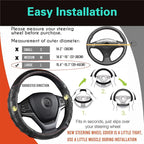 Large Size Steering Wheel Cover Great Grip with 3D Honeycomb Anti-Slip Design, 15.5-15.75 Inch (Black/Red Stitch)