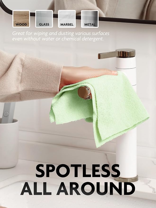 Microfiber Cleaning Cloth Roll- 75 Sheets, 12" x 12" (Green) | Super Absorbent, Lint-free, Tear-away Microfiber Towel Roll, for All-Purpose Cleaning, Reusable Alternative to Paper Towels