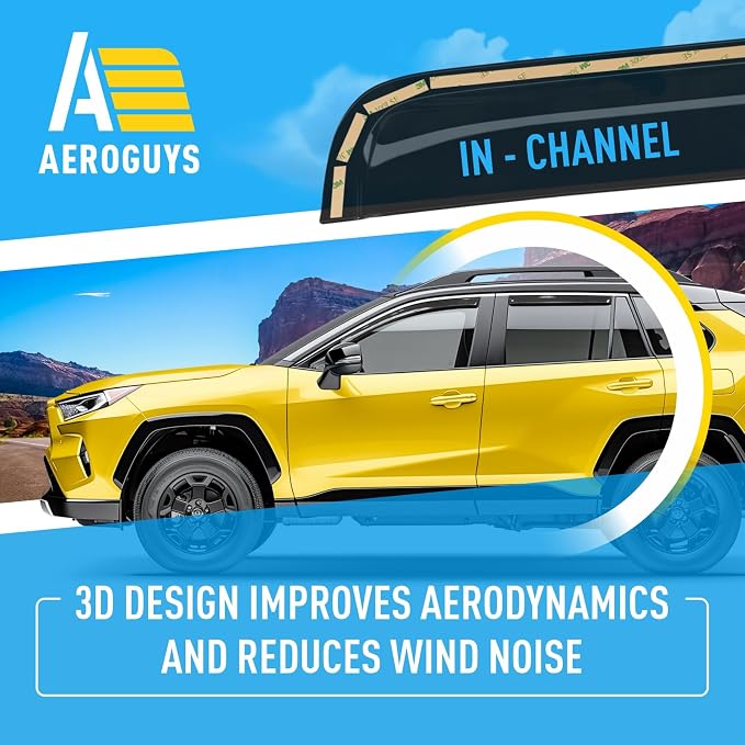 Extra Durable Window Deflectors in-Channel Window Visors Rain Guards Fit for Toyota RAV4 2019-2025, Sun Visors, Wind Vent for Shades, Exterior Car Accessories - 4pcs. AG0668