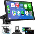 Carplay Screen for Car, 7'' Wireless CarPlay & Android Auto- Upgrade Portable Touchscreen with Bluetooth, Mirror Link, Voice Control, Hands-Free Calling Car Play Screen Stereo for All Vehicles