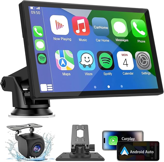 Carplay Screen for Car, 7'' Wireless CarPlay & Android Auto- Upgrade Portable Touchscreen with Bluetooth, Mirror Link, Voice Control, Hands-Free Calling Car Play Screen Stereo for All Vehicles