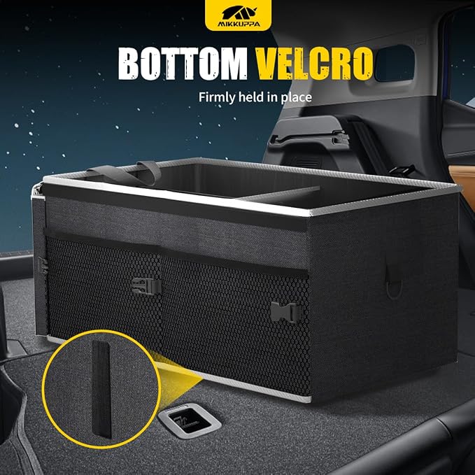 Car Trunk Organizer - 65L Collapsible Trunk Organizer with Lid, Sturdy Car Storage for SUV Auto Truck Van with Adjustable Straps and Non Slip Bottom