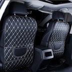 Childproof Back Kick Pad Scratch Protector Leather Storage Pockets for Family Travel Kick Mat