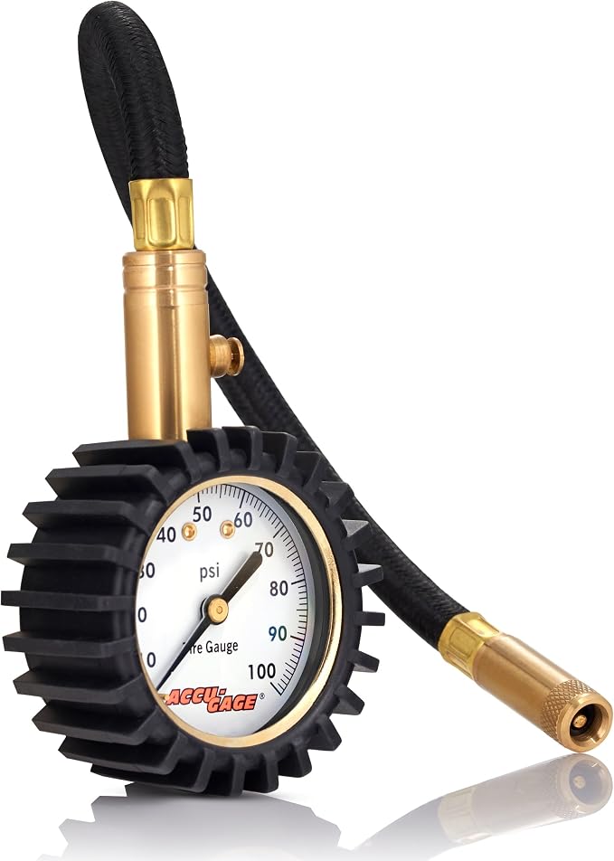 H100X Professional Tire Pressure Gauge with Protective Rubber Guard (100 PSI)