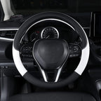 Auto Car Genuine Leather Steering Wheel Cover Anti Slip Wrap 15" (White)